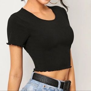 Lettuce Trim Rib Knit Crop top